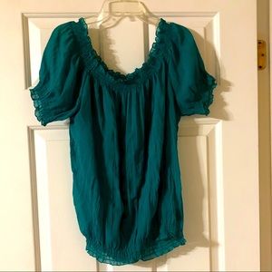 Women’s East 5th Teal Sheer Crinkle Top, Size:M